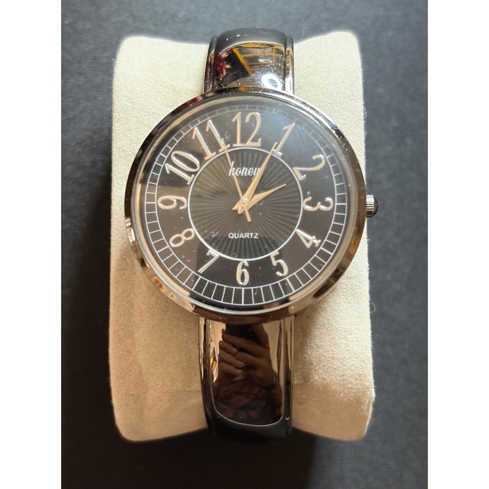Honey Bangle Watch Women Black Gunmetal Quartz Analog Minimalist Timepiece